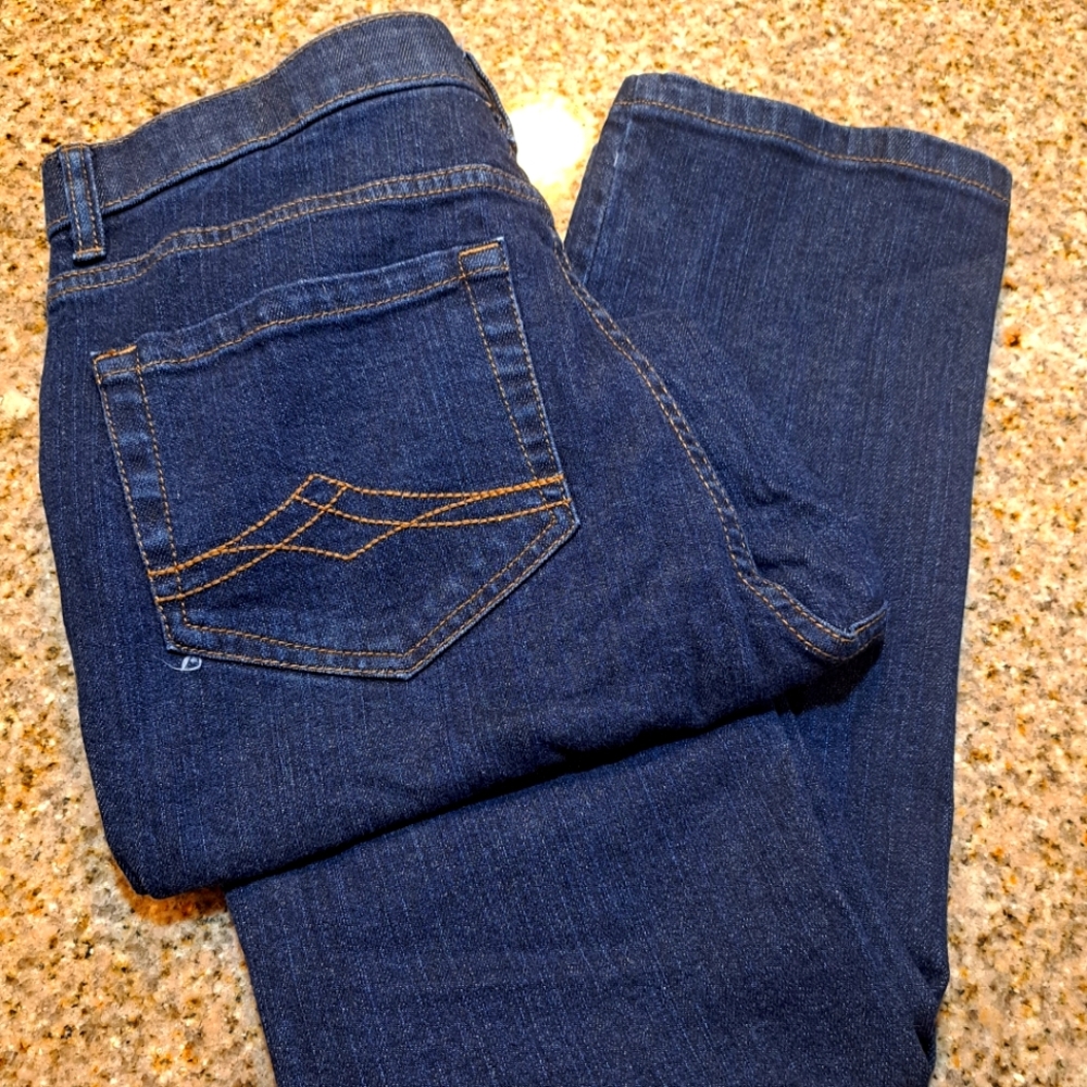 DENIM & CO. womens Size 8 Tall full length Indigo blue straight leg jeans